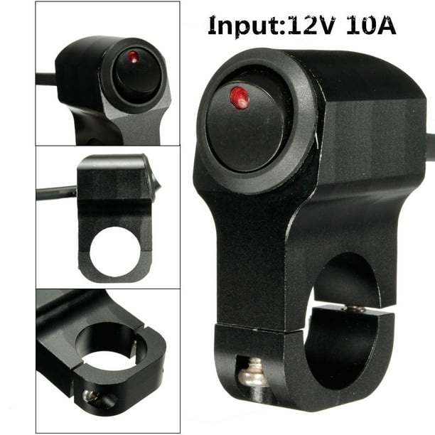 CNC 7/8'' 22mm Motorcycle Handlebar Grip Headlight Push Switch Black